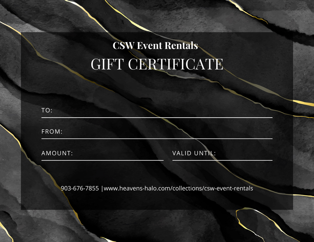 CSW Event Rentals Gift Certificate