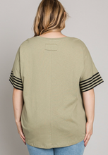 Load image into Gallery viewer, Cotton Knit Top With Matching Stripes Sleeves
