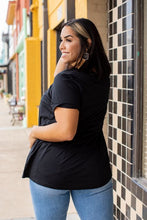 Load image into Gallery viewer, Black Crewneck Top with Side Seam Pockets
