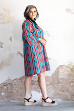 Load image into Gallery viewer, Red and Turquoise Aztec Dress
